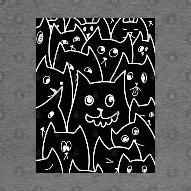 Qute Cartoon Cat Doodle / Cats Line Art by Print Art Station